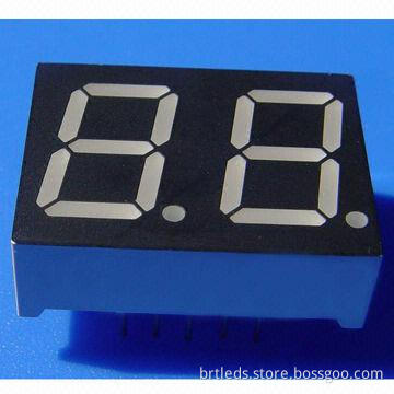 Dual-digit 7 Segment LED Display, 0.52-inch White Color, Common Anode, White Segment and Black Face